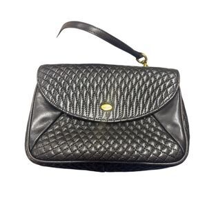 Auth Vtg Bally Small Brown Black Woven Quilted Lightweight Shoulder Bag